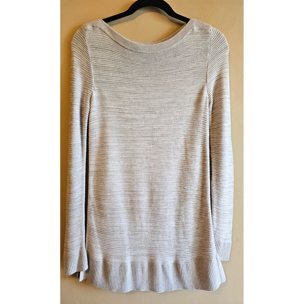 Ann Taylor LOFT Women's kni  crew top, S Cotton Cozy Long Sleeve Grey